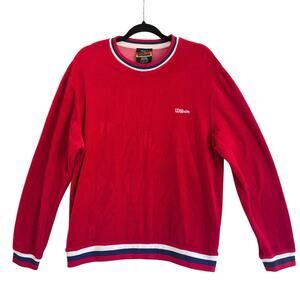 Wilson x Forever 21 Red Crewneck Sweatshirt Men’s Size L Retro Stripe Trim